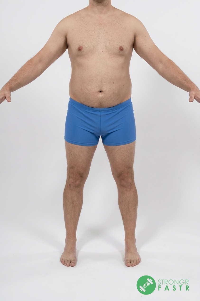 A 6'1", 230 lbs male at about 32% body fat