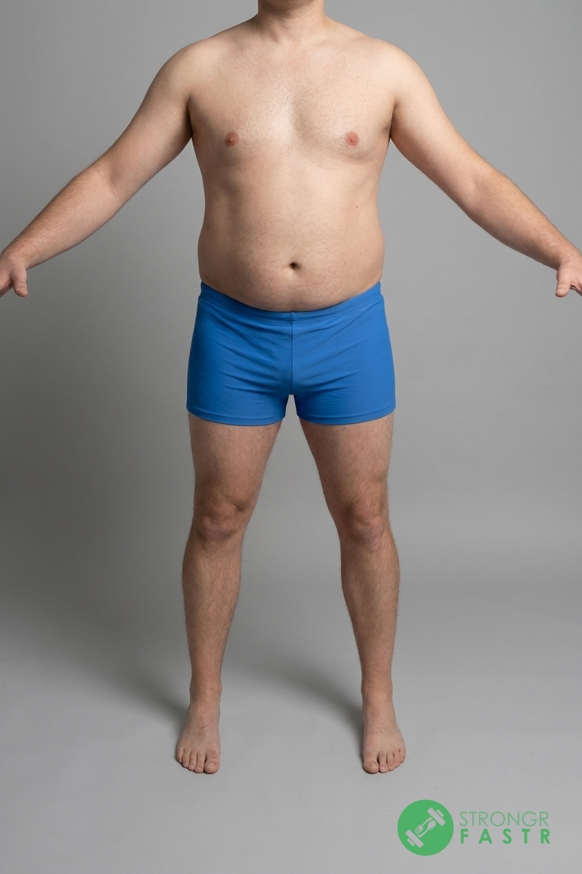 A 6'1", 240 lbs male at about 32% body fat