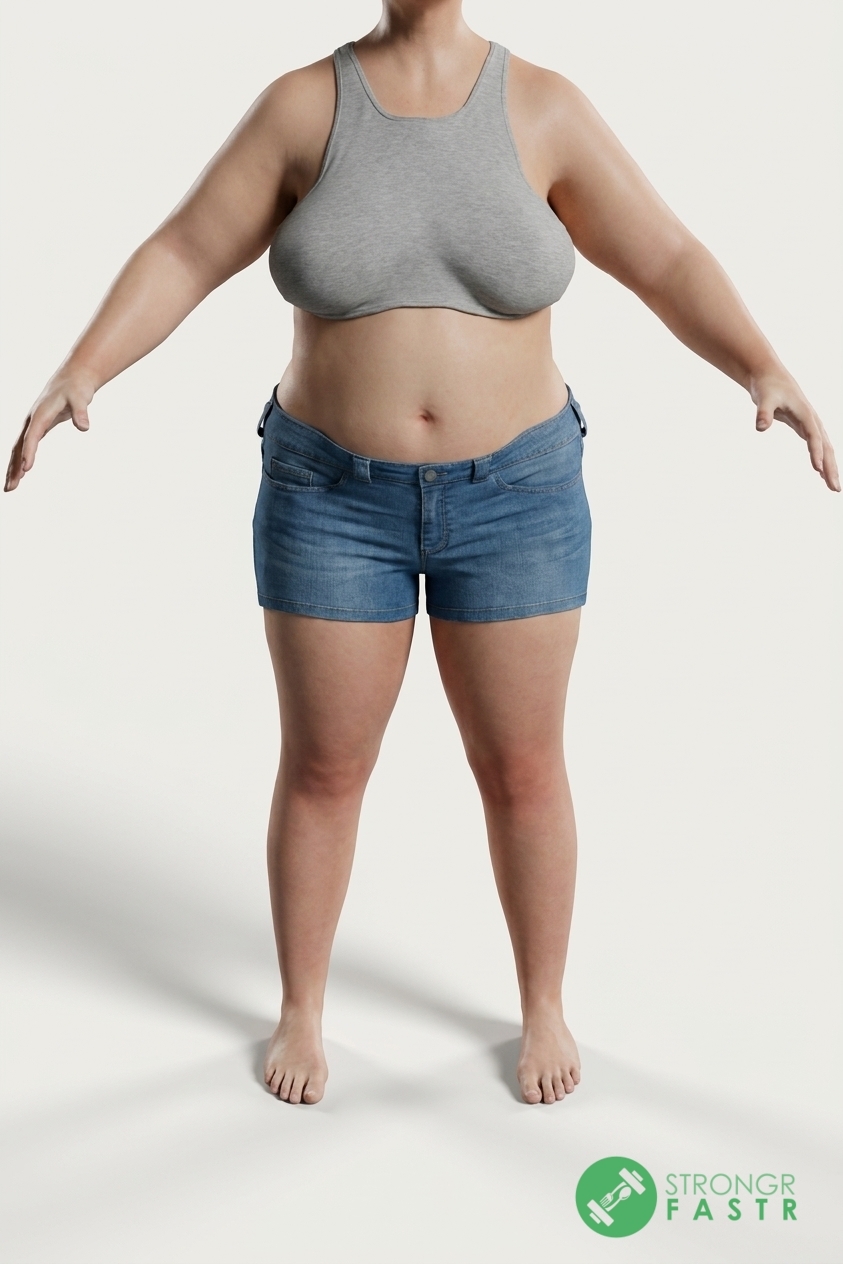 A 5 foot, 150 lbs female at about 49% body fat