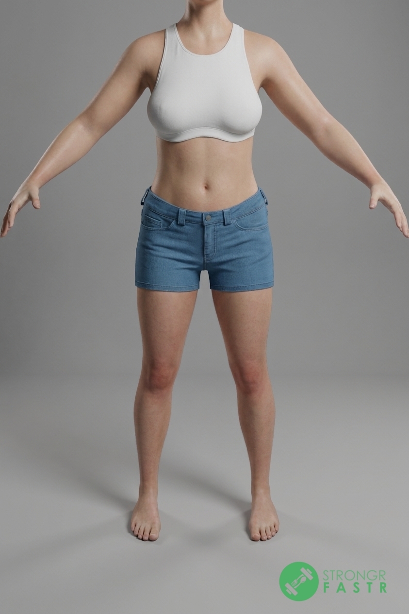 A 5'7", 140 lbs female at about 28% body fat