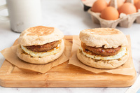 Vegan sausage & egg sandwich