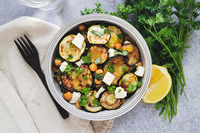 Lemony zucchini chickpea & feta bowl