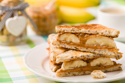 Grilled peanut butter and banana sandwich