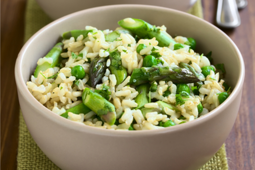 Asparagus and pea risotto