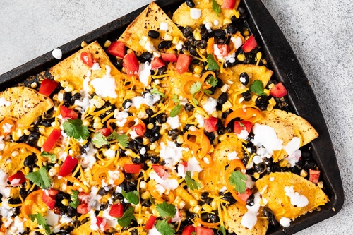 Sheet pan black bean nachos