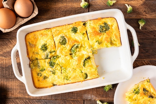 Cheesy broccoli egg bake