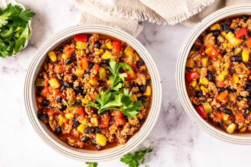 Chili de pavo cargado de verduras