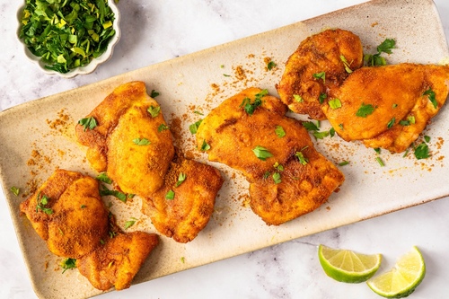 Indian spice rubbed chicken thighs