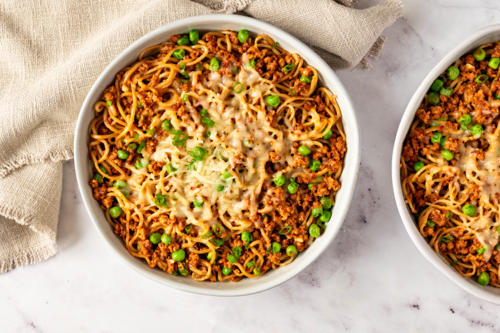 Sriracha ramen with be'f crumbles