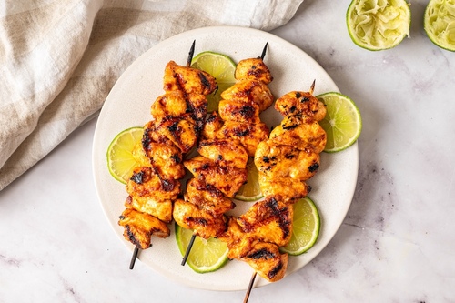 Lime chili chicken skewers