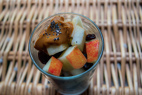 Apple with peanut butter, raisins, &amp; chia seeds - Strongr Fastr: AI Nutrition, Workouts, and Meal Planner