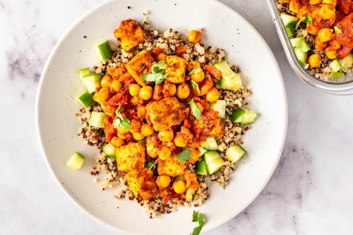 Spiced chickpea & tofu quinoa bowl