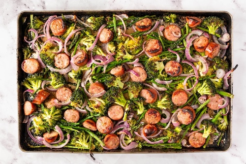 Sheet pan chicken sausage & veggies