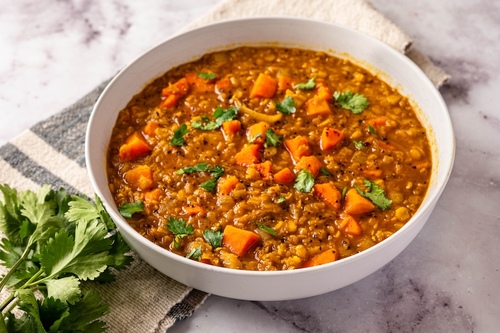 Warm coconut curry lentil soup