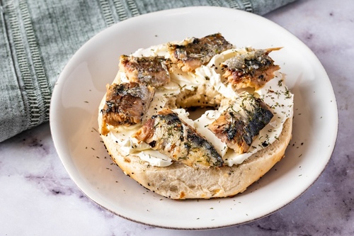Sardine bagel
