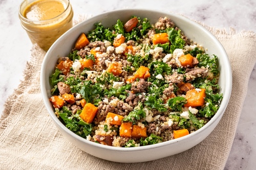 Beef, sweet potato & quinoa bowl