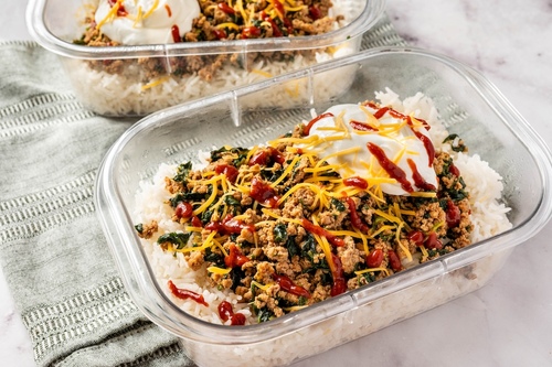 Tazón de pavo picante con arroz