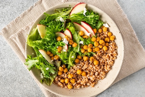 Chickpea apple farro salad