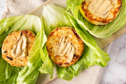 Chicken patty lettuce wrap
