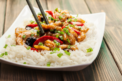 Pork stir fry with rice