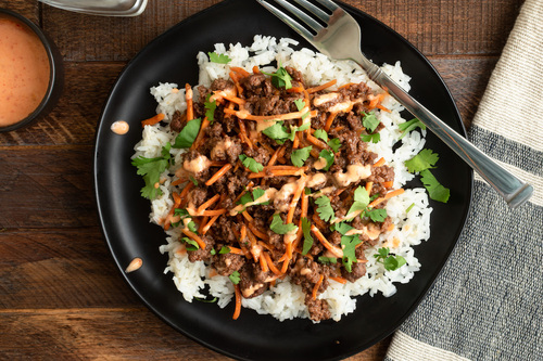 Ginger beef & carrot bowl