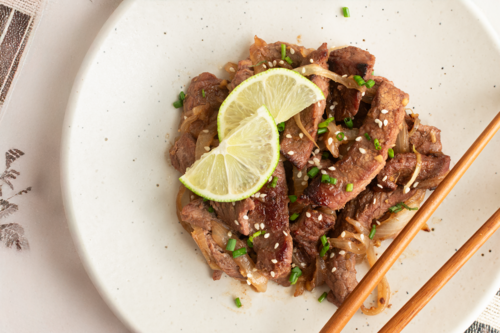 Ginger beef & onion stir fry